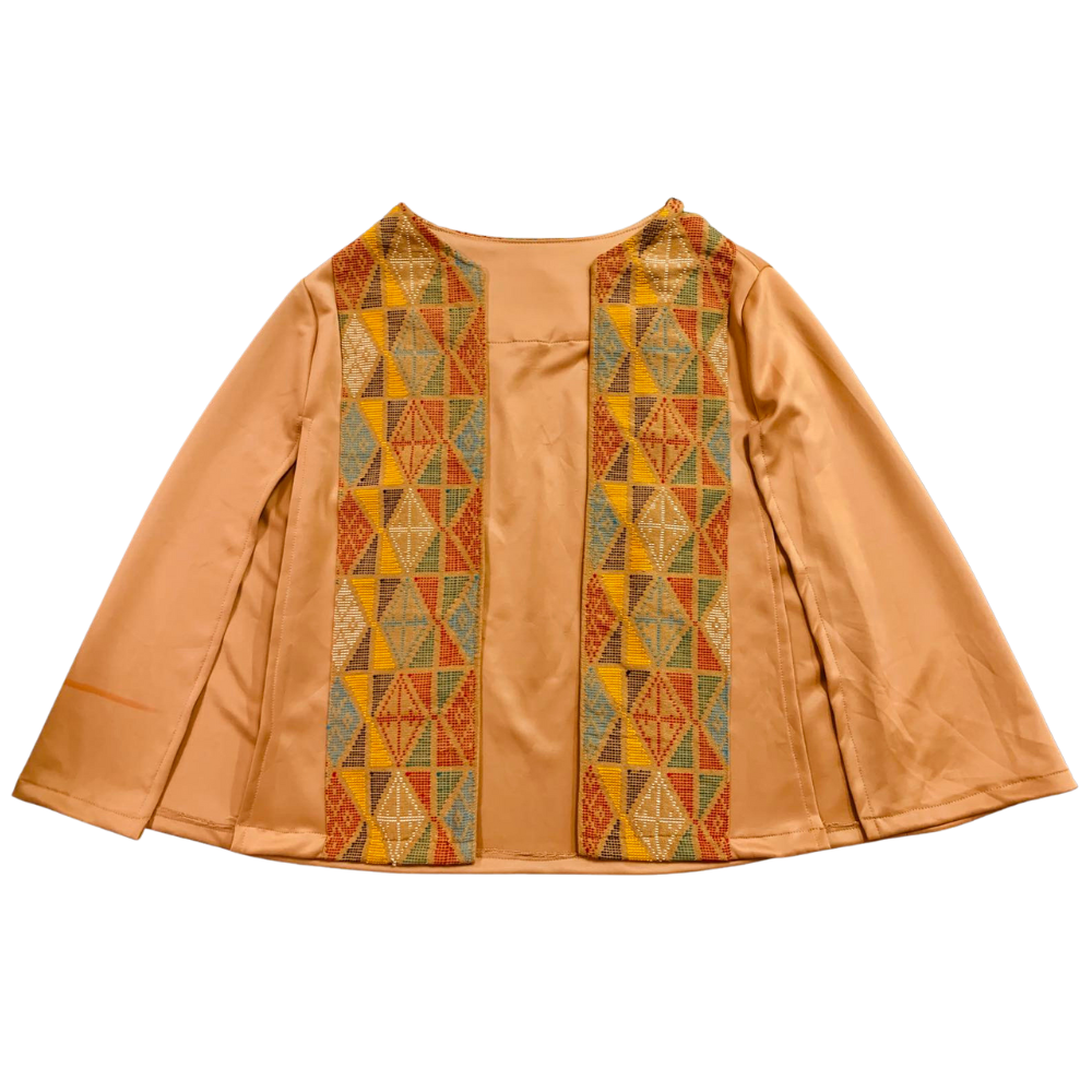 Hand-Woven Fabric Cape Blazer