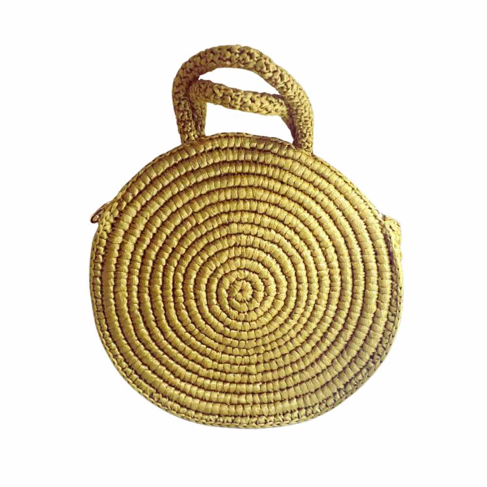 Round Gold Native Handbag (with Detachable Strap)
