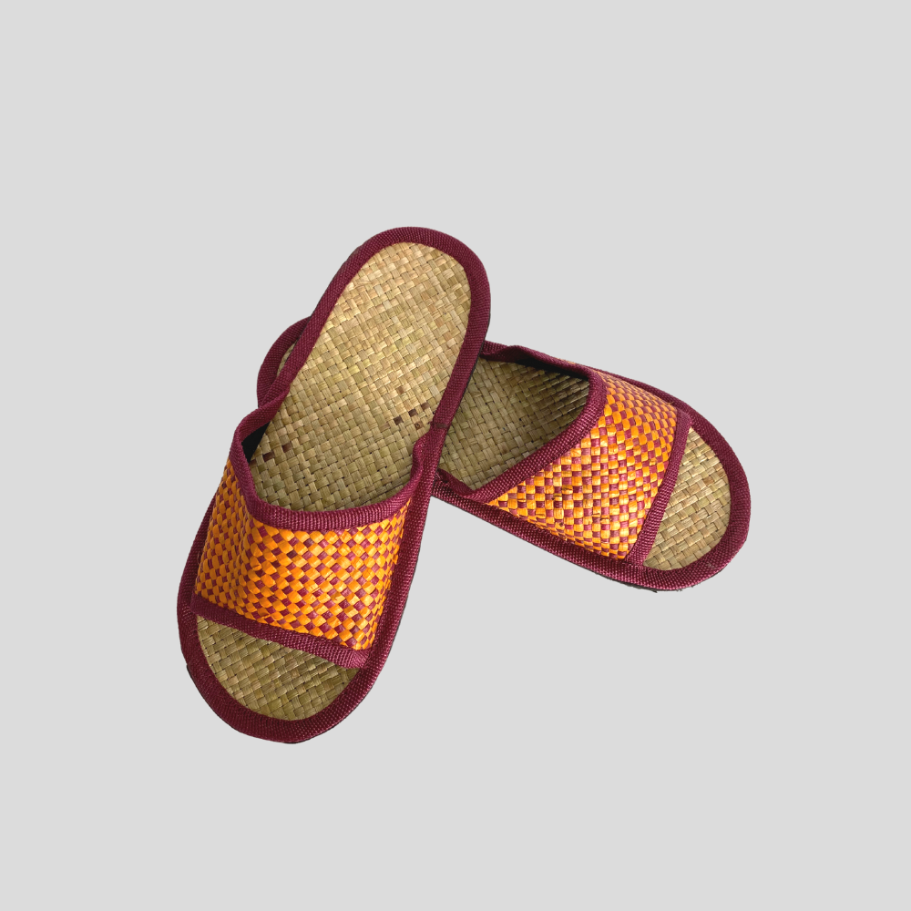 Banig Slippers (Orange & Maroon)