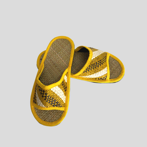 Banig Slippers (Yellow and Brown Design)