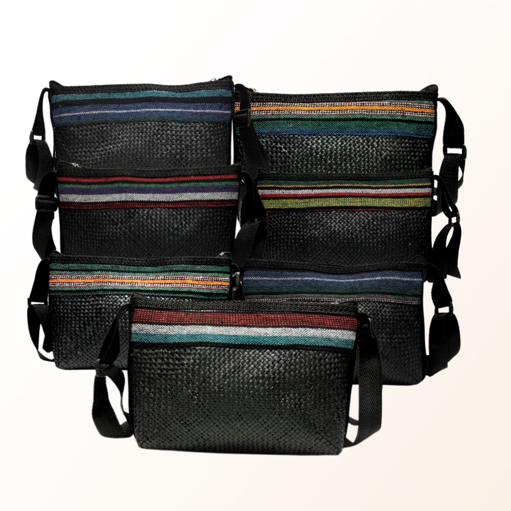 Banig sling bag with baguio cloth