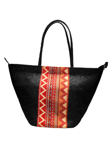 Black Bag with Baguio Cloth - Medium