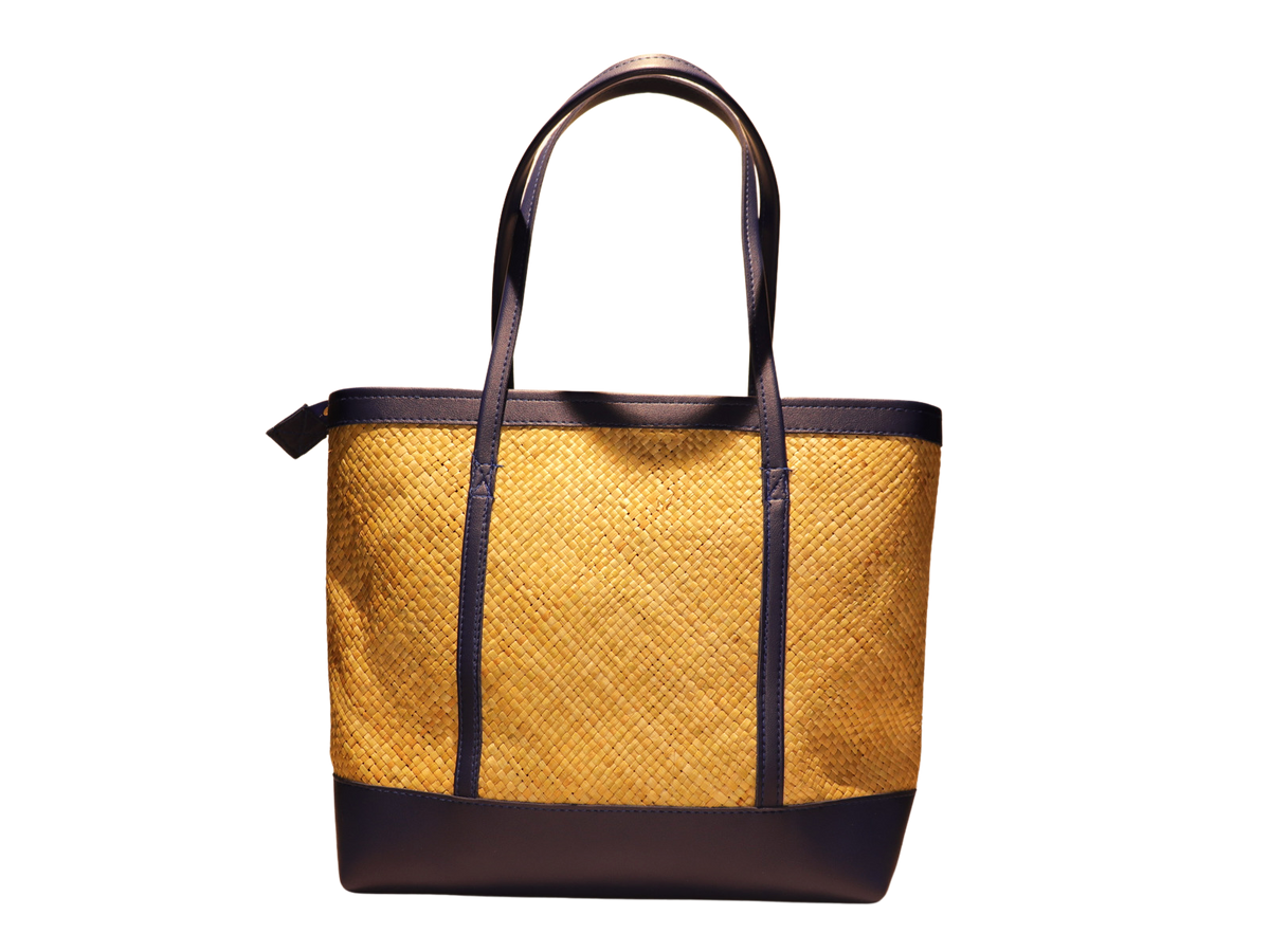 Bag with Tikog & Leather - Medium