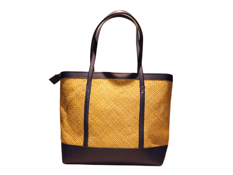 Bag with Tikog & Leather - Large