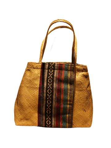 Bag with Baguio Cloth and Tikog - Medium, Assorted Colors